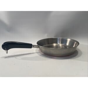 Revere Ware 9 Inch Stainless Steel Copper Clad Skillet No Lid Vintage Good Cond